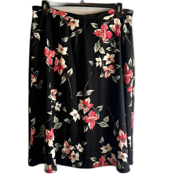 Van Heusen Black Floral Midi Skirt Plus Size 16 - Picture 1 of 8